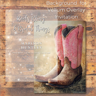 Cowboy Boots & Bling Bridal Shower Background Invitation