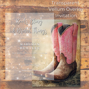 Cowboy Boots & Bling Bridal Shower Vellum Invitations
