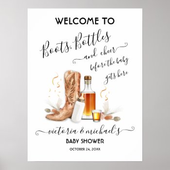 Cowboy Boots Bottles Baby Shower Welcome Sign by McBooboo at Zazzle