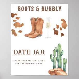 Cowboy boots bubbly bridal shower Date night ideas Poster