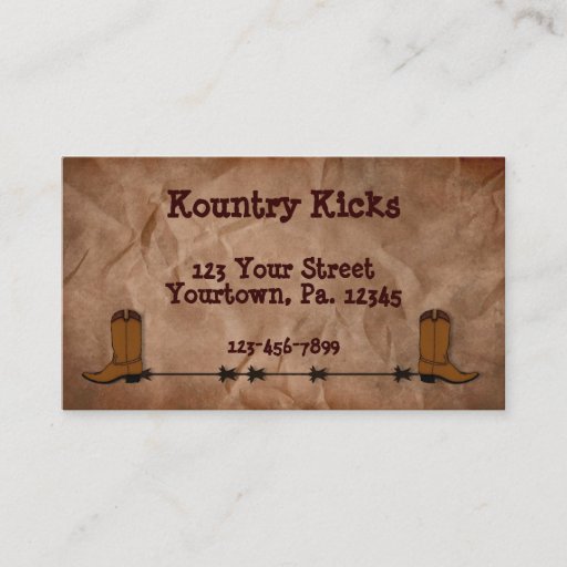 Customizable Cowboy Boots Business Card