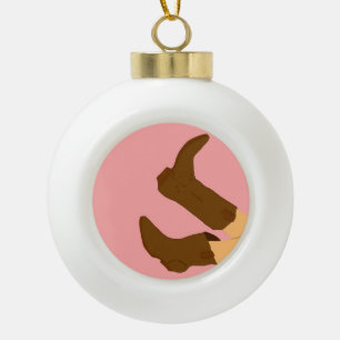 Cowboy Boots Ceramic Ball Christmas Ornament