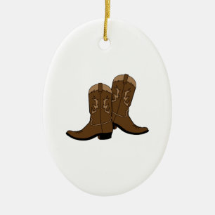 Cowboy Boots Ceramic Ornament