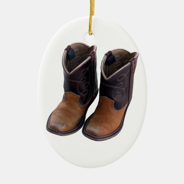 Cowboy Boots Ceramic Ornament (Front)