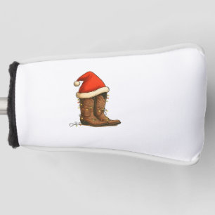 Cowboy Boots Christmas Western Santa Hat  Golf Head Cover