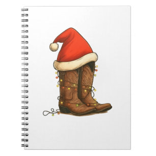 Cowboy Boots Christmas Western Santa Hat  Notebook