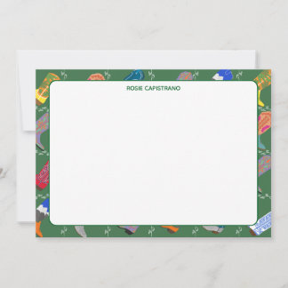 Cowboy Boots Colorful Stationery Name Note Card