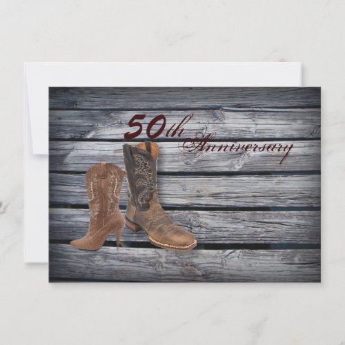 Cowboy Boots Country 50th wedding anniversary Invitation