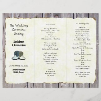 Cowboy Boots Country Wedding Program Template