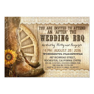 Cowboy Wedding Invitations Announcements Zazzle Cowboy Boots Country Western After Wedding Bbq Card
