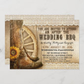Cowboy Boots Country Western After Wedding BBQ Invitation (Front/Back)