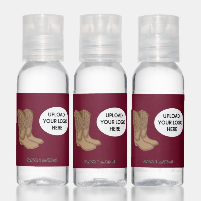 Cowboy Boots Country Western Business Name Logo Hand Sanitizer (Set)