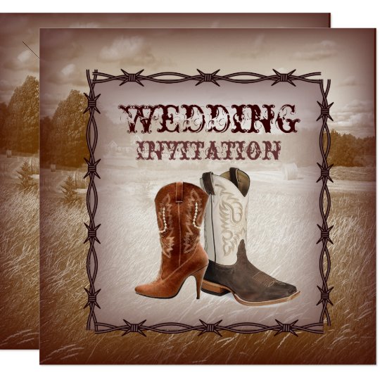 Cowboy Boots Country Western Wedding Invitation Zazzle Com