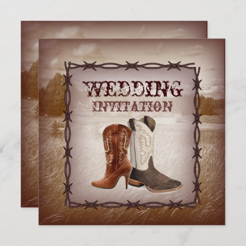 Cowboy Boots Country western Wedding Invitation