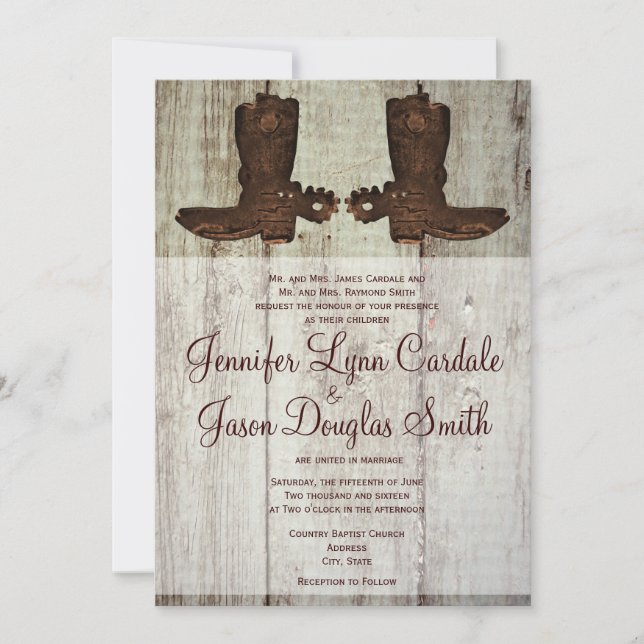 Cowboy Boots Country Western Wedding Invitations (Front)