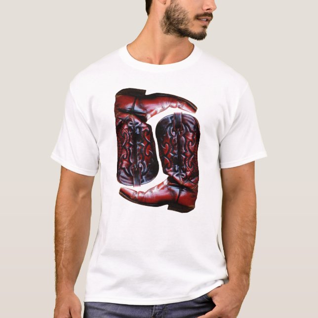 Cowboy Boots Country Yin & Yang Balance Symbol T-Shirt (Front)