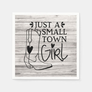 Cowboy Boots Cowgirl Country Girl Western Wood Napkins