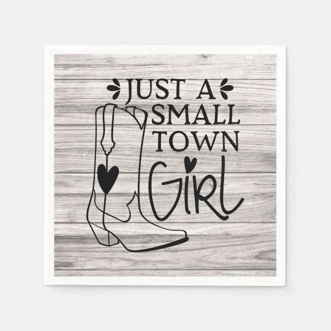 Cowboy Boots Cowgirl Country Girl Western Wood Napkins (Front)