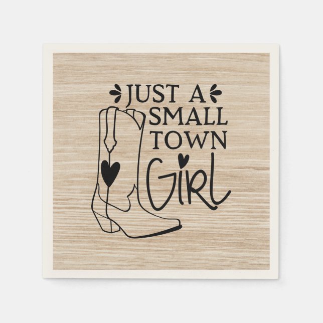 Cowboy Boots Cowgirl Country Western Wood Napkins (Front)