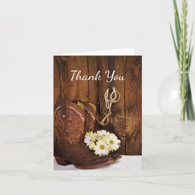 Cowboy Boots, Daisies and Horse Bit Thank You (Front)