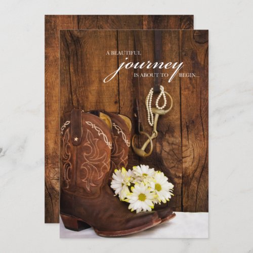 Cowboy Boots Daisies and Horse Bit Wedding Invitation