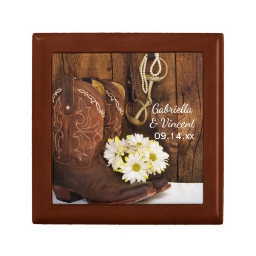 Cowboy Boots Daisies Horse Bit Country Wedding Jewelry Box