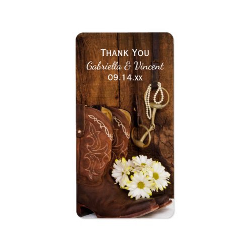 Cowboy Boots Daisies Horse Thank You Favor Tags