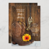 Cowboy Boots Daisy Country Western Birthday Party Invitation