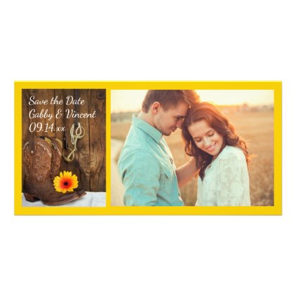 Cowboy Boots Daisy Horse Bit Wedding Save the Date Card