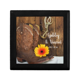 Cowboy Boots, Daisy Horse Bit Western Wedding Keepsake Box