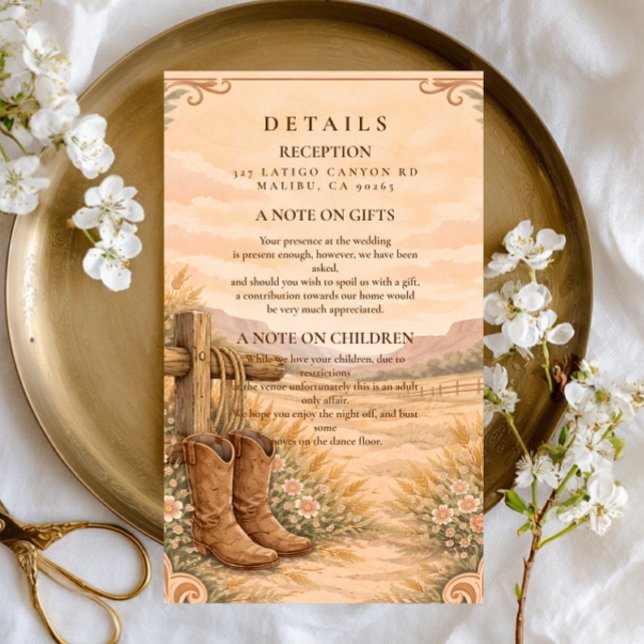 Cowboy Boots Desert Wedding Enclosure Card (Creator Uploaded)