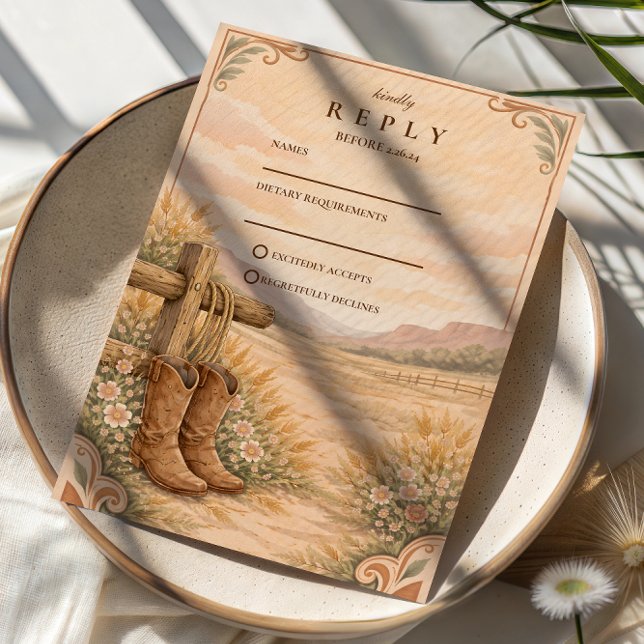 Cowboy Boots Desert Wedding RSVP Card (Creator Uploaded)