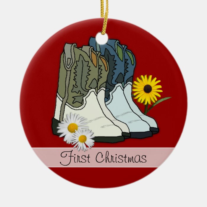 Cowboy Boots, First Christmas Custom Ornament