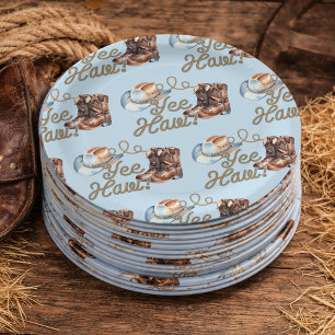 Cowboy Boots First Rodeo Birthday Paper Plates