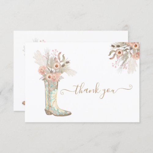 Cowboy Boots Floral Western Thank You Note