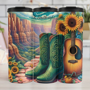 Cowboy Boots Flower Guitar Canyon Thermal Tumbler