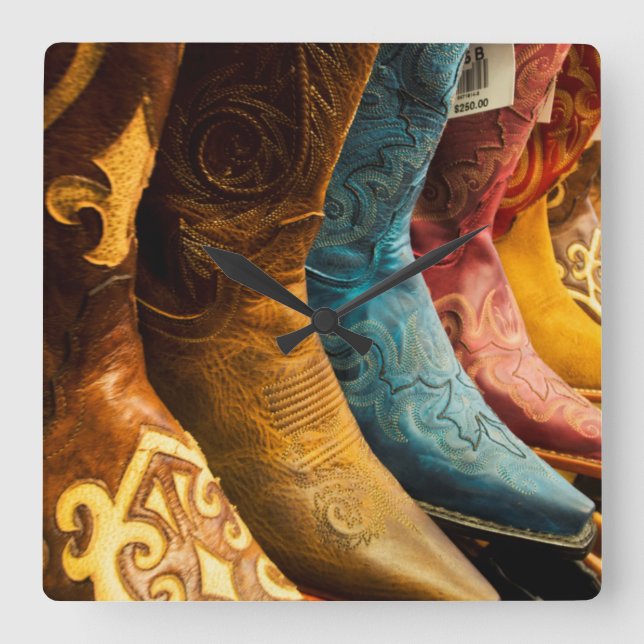 Cowboy boots for sale, Arizona Square Wall Clock (Front)