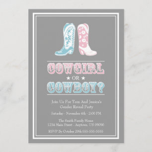 Cowboy Boots Gender Reveal Party Invitations