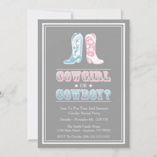 Cowboy Boots Gender Reveal Party Invitations