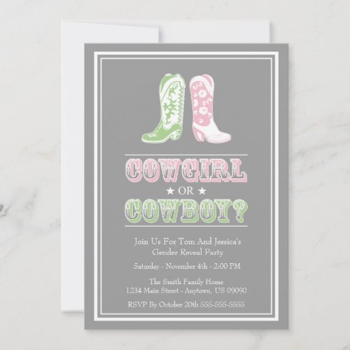 Cowboy Boots Gender Reveal Party Invitations