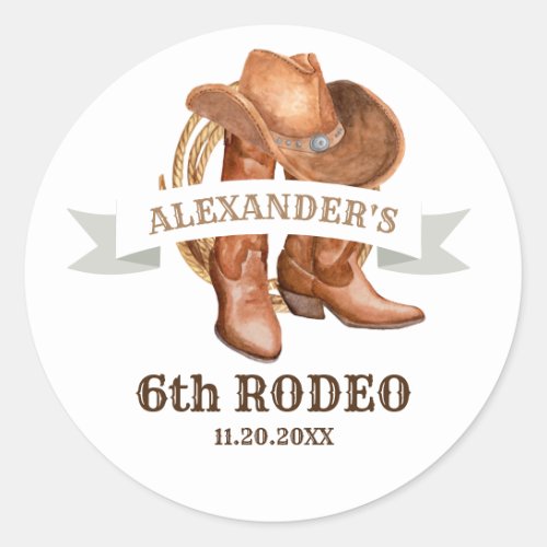 Cowboy Boots Hat and Lasso Classic Round Sticker