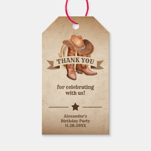 Cowboy Boots Hat and Lasso Gift Tags