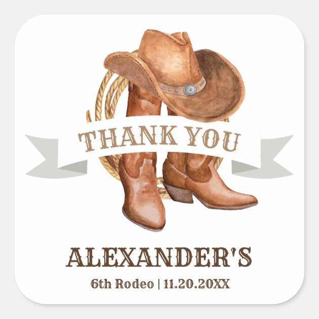 Cowboy Boots, Hat, and Lasso Square 