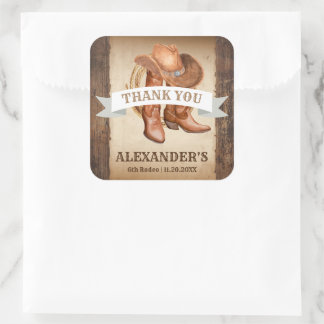 Cowboy Boots, Hat, and Lasso  Square Sticker