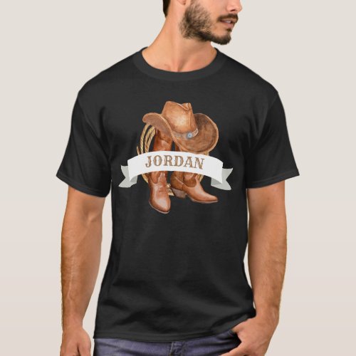 Cowboy Boots Hat and Lasso T_Shirt