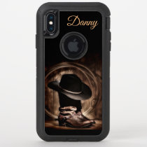 Cowboy Boots, Hat and Rope Monogram OtterBox Defender iPhone XS Max Case