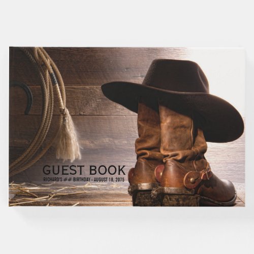 Cowboy Boots Hat Mans Birthday Party Guest Book