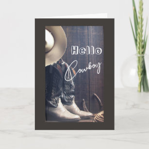 Cowboy Boots & Hat Rope Horseshoe Birthday Card