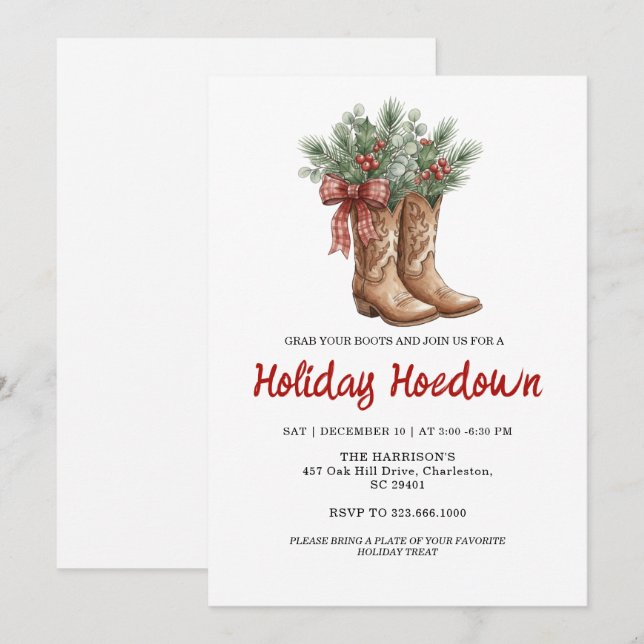 Cowboy Boots Holiday Celebration, Editable Country Invitation (Front/Back)