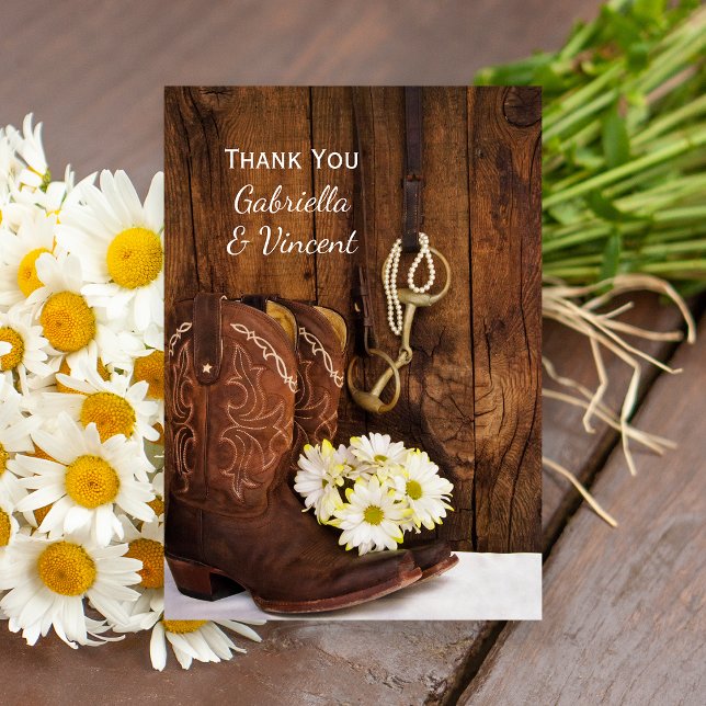 Cowboy Boots Horse Bit Western Wedding Thank You Card (Creator Uploaded)